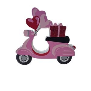 Valentines Day Wood Scooter with Balloons Home Party Decor Red Pink Sweet Decor